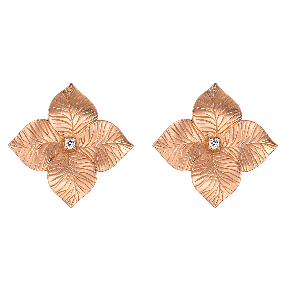 Rose Gold Oro Fiore Large Flower Earrings