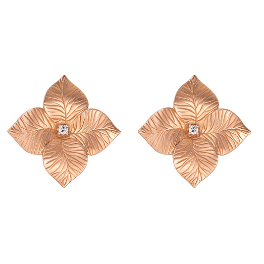 Rose Gold Oro Fiore Large Flower Earrings