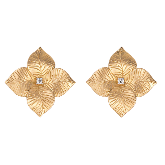 Yellow Gold Oro Fiore Large Flower Earrings