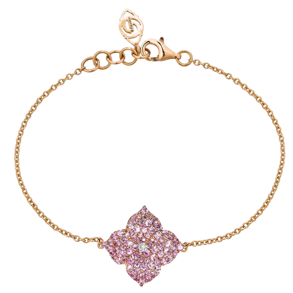 Rose Gold Fiore Small Flower Bracelet - Pink Sapphire