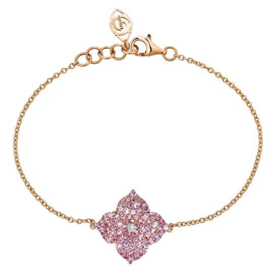 Rose Gold Fiore Small Flower Bracelet - Pink Sapphire