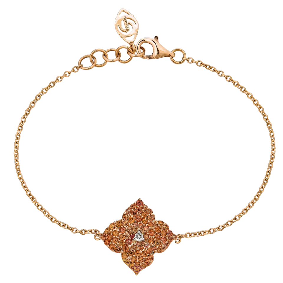 Rose Gold Fiore Small Flower Bracelet - Orange Sapphire