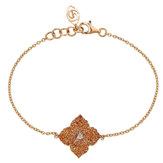 Rose Gold Fiore Small Flower Bracelet - Orange Sapphire