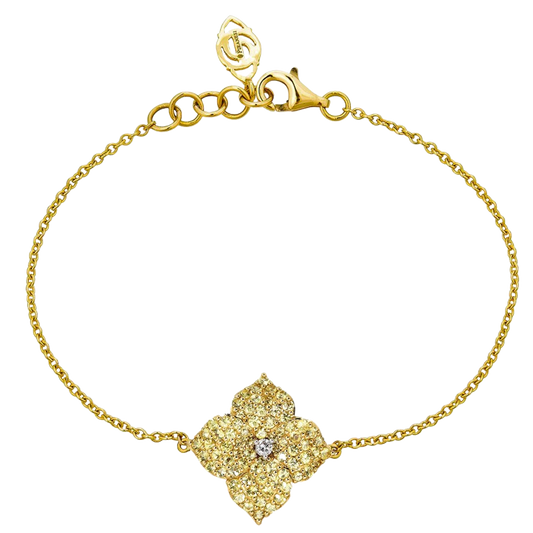 Yellow Gold Fiore Small Flower Bracelet - Yellow Sapphire