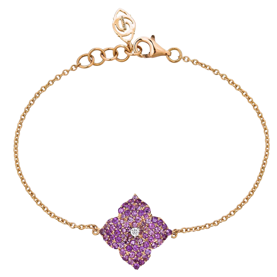 Rose Gold Fiore Small Flower Bracelet - Amethyst