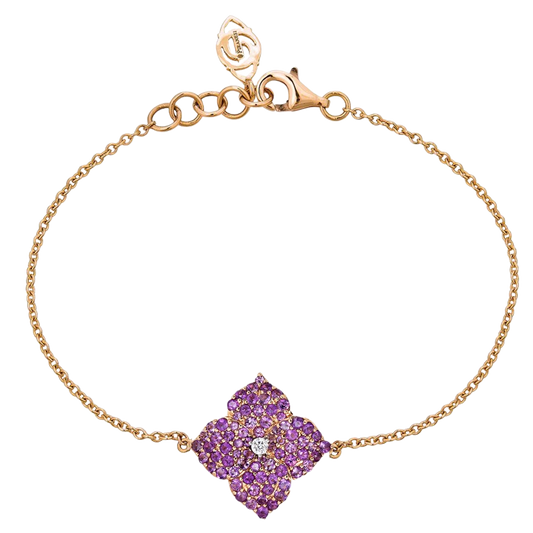 Rose Gold Fiore Small Flower Bracelet - Amethyst