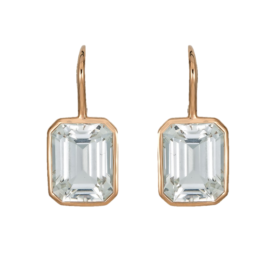 Rose Gold Pietra Single Drop Earrings - White Topaz