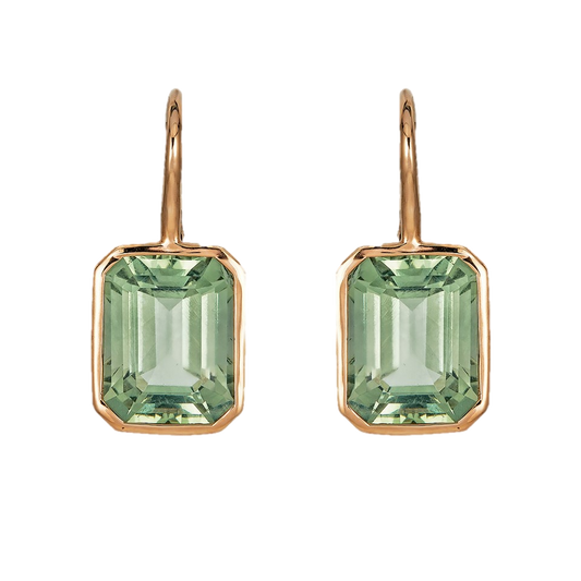 Rose Gold Pietra Single Drop Earrings - Green Amethyst