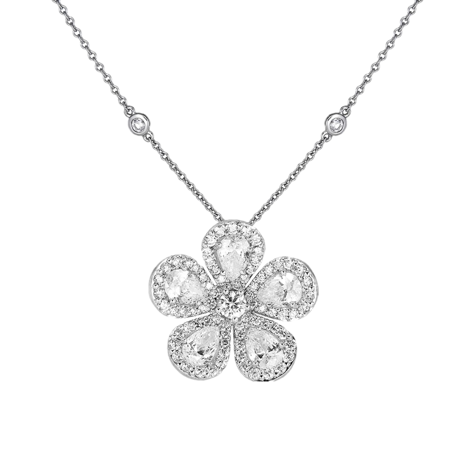 White Gold Classic Flower Small Necklace