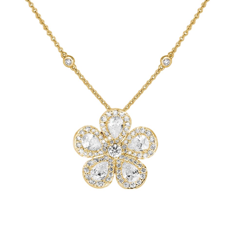 Yellow Gold Classic Flower Small Necklace