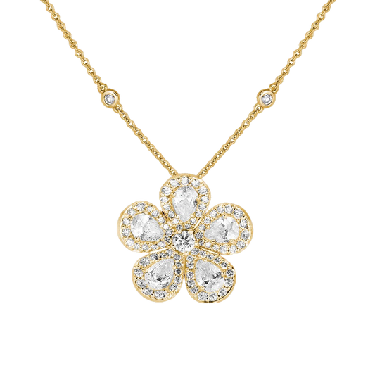 Yellow Gold Classic Flower Small Necklace