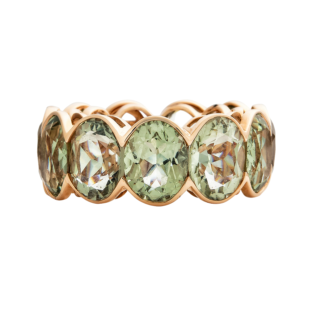 Rose Gold Pietra Oval Eternity Band - Green Amethyst