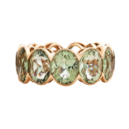 Rose Gold Pietra Oval Eternity Band - Green Amethyst