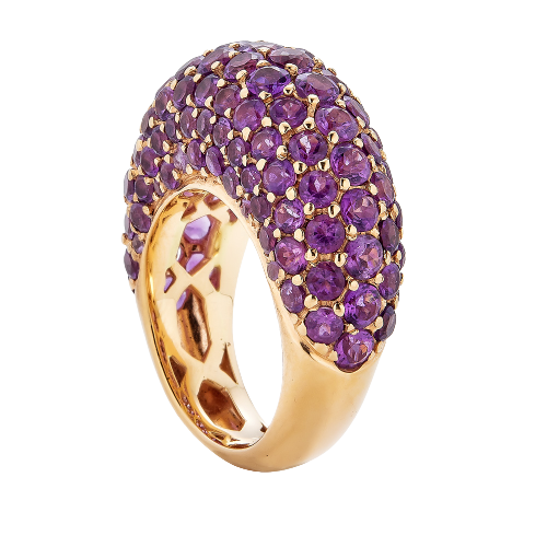 Rose Gold Dome Ring - Amethyst