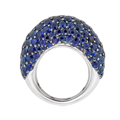 White Gold Dome Ring - Blue Sapphire
