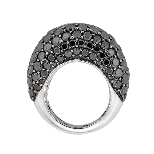 White Gold Dome Ring - Black Diamond
