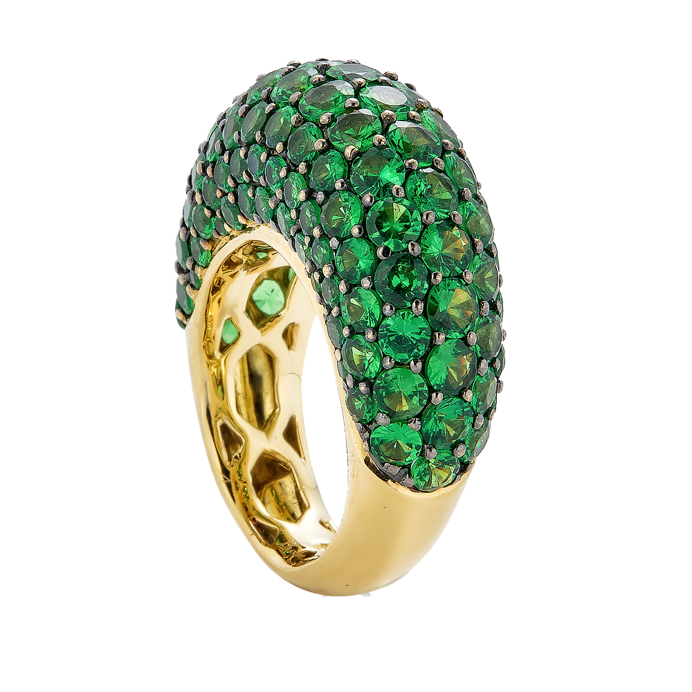 Yellow Gold Dome Ring - Tsavorite