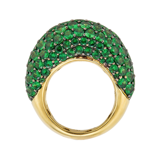 Yellow Gold Dome Ring - Tsavorite