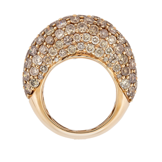 Rose Gold Dome Ring - Champagne Diamond