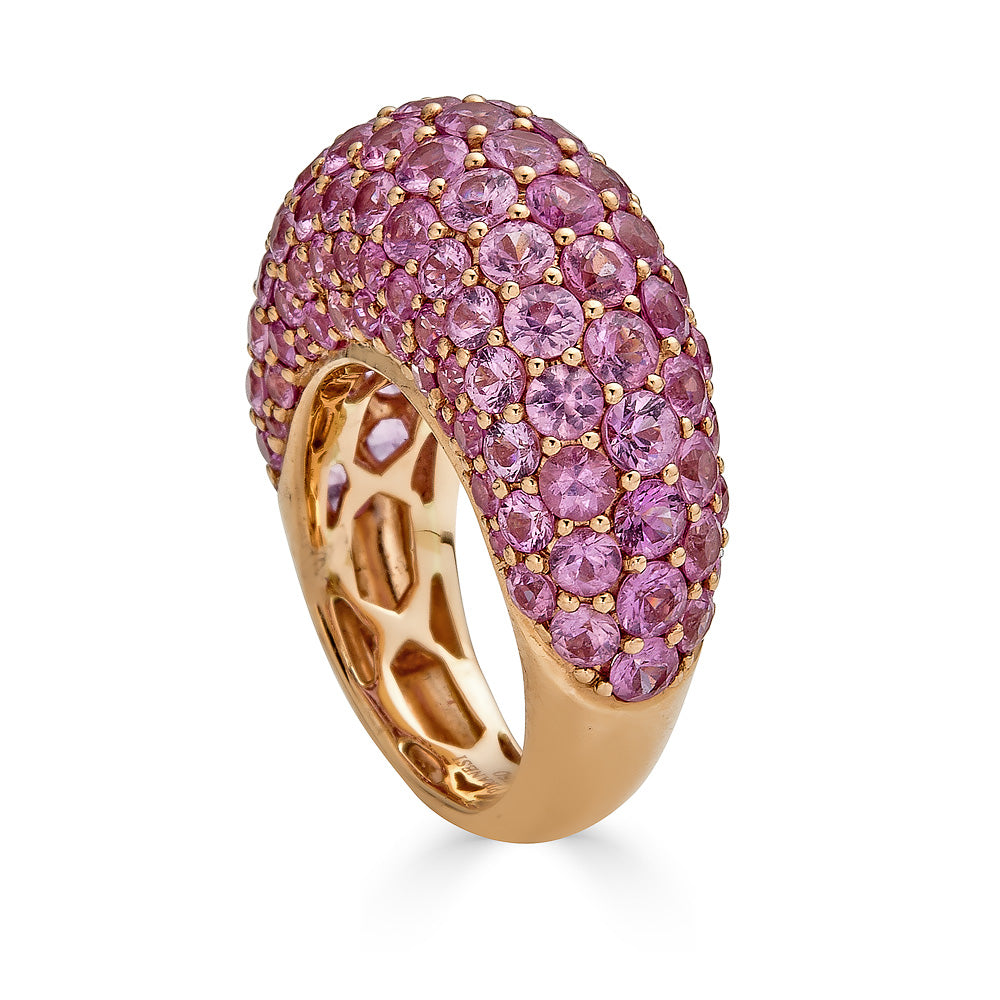 Rose Gold Dome Ring - Pink Sapphire