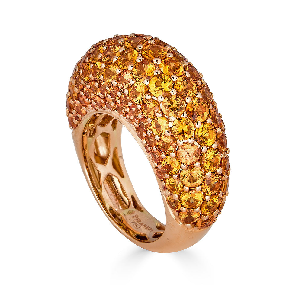 Rose Gold Dome Ring - Orange Sapphire