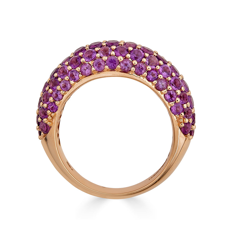 Rose Gold Dome Small Ring - Amethyst