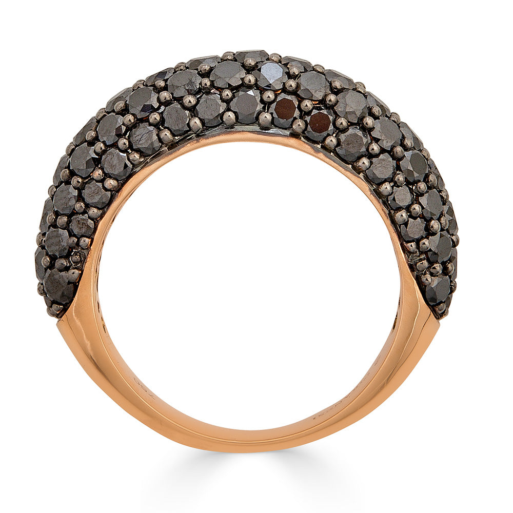 Rose Gold Dome Small Ring - Black Diamond
