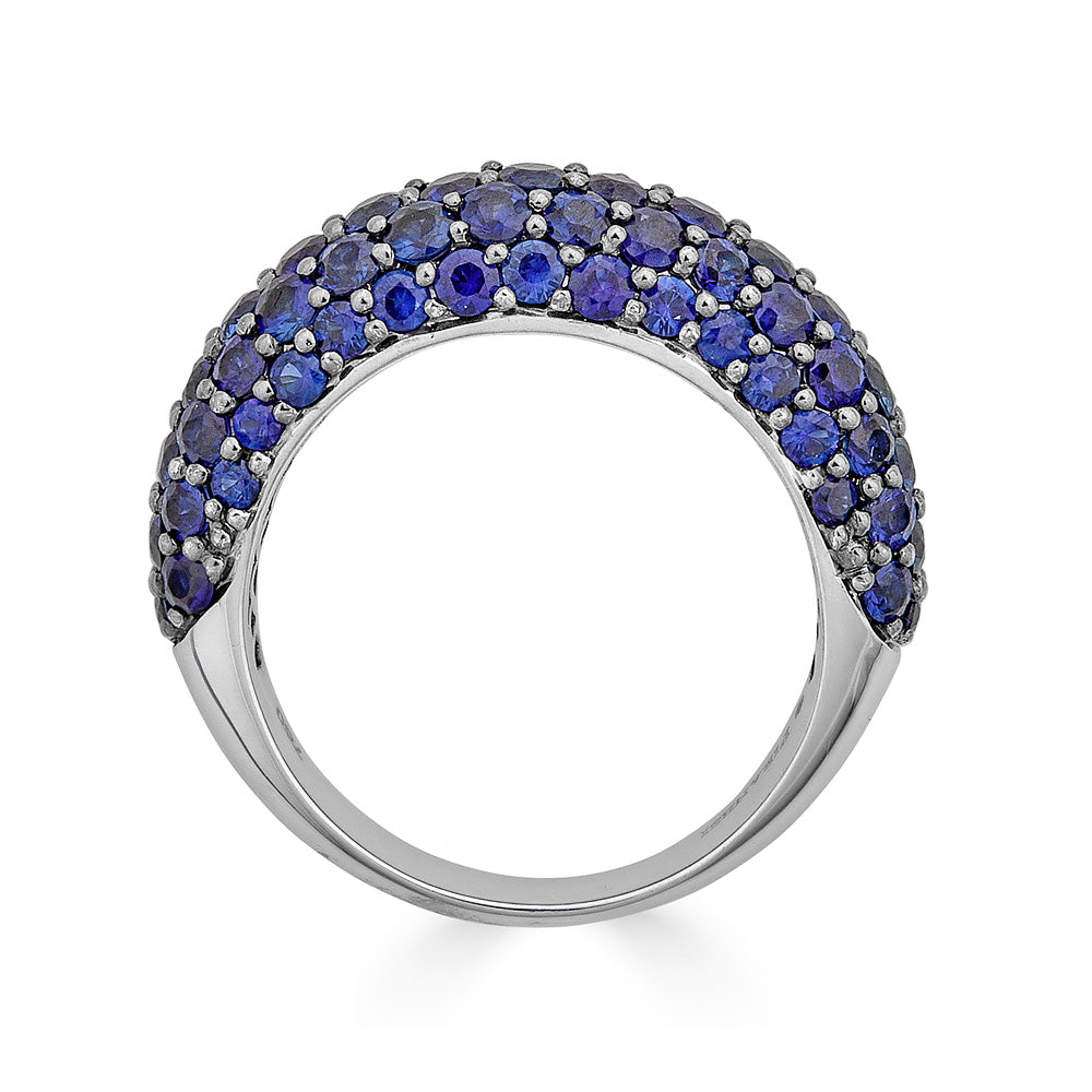 White Gold Dome Small Ring - Blue Sapphire