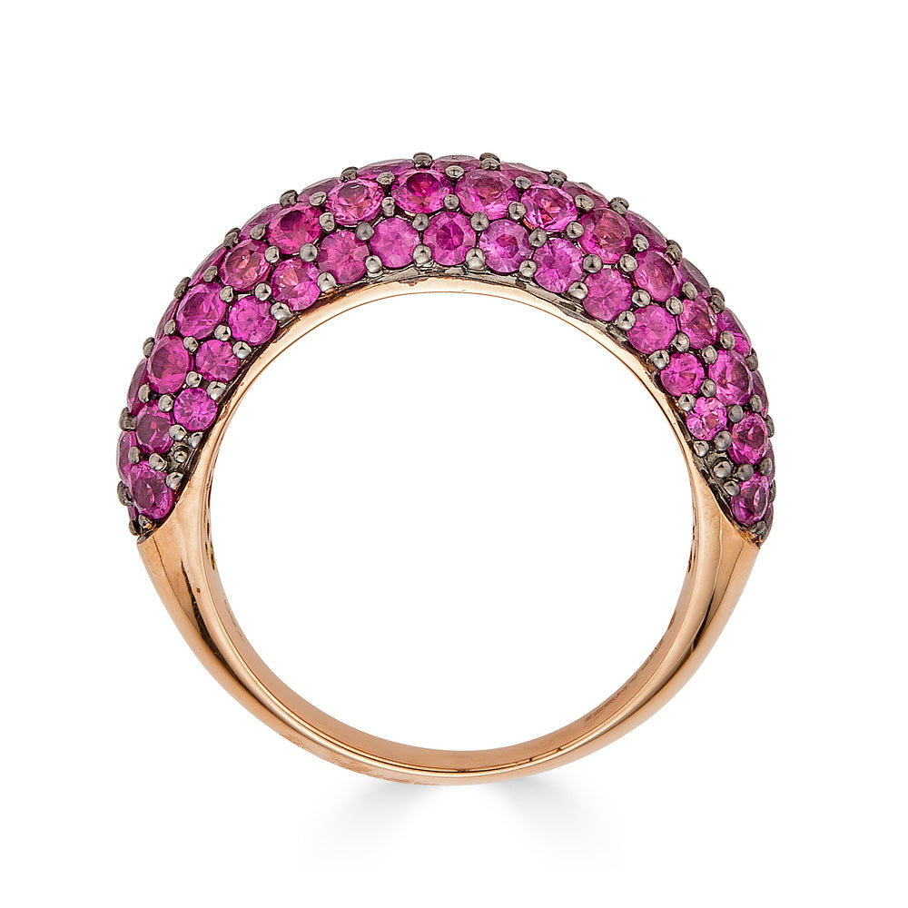 Rose Gold Dome Small Ring - Pink Sapphire