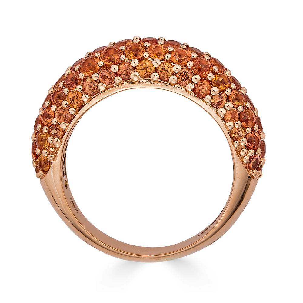 Rose Gold Dome Small Ring - Orange Sapphire