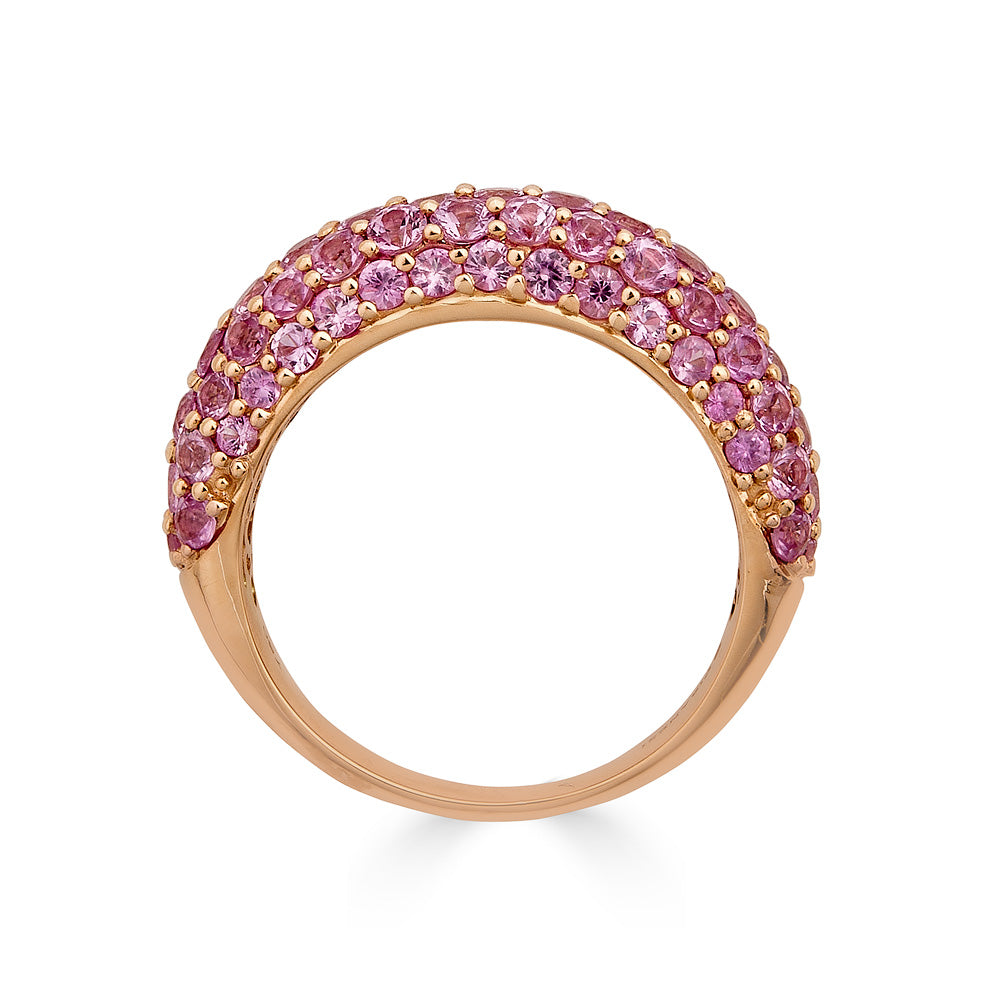 Rose Gold Dome Small Ring - Pink Sapphire