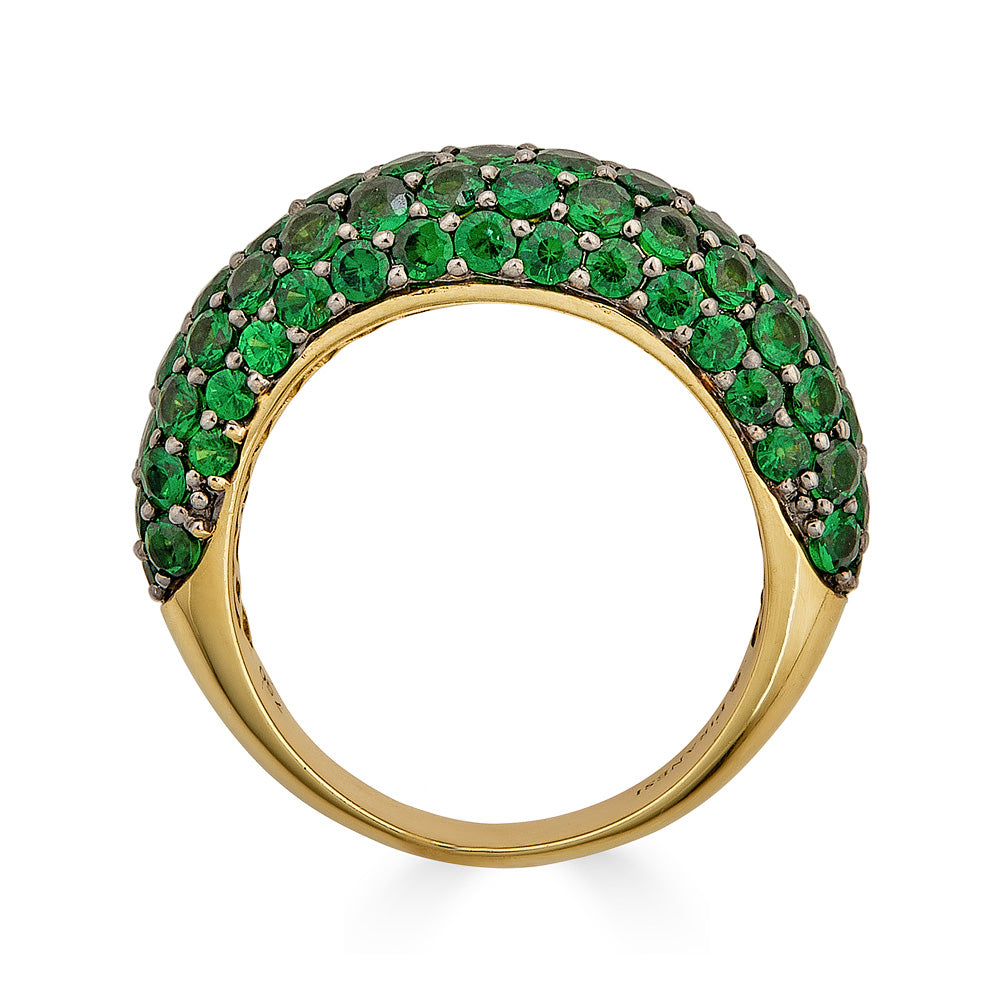 Yellow Gold Dome Small Ring - Tsavorite