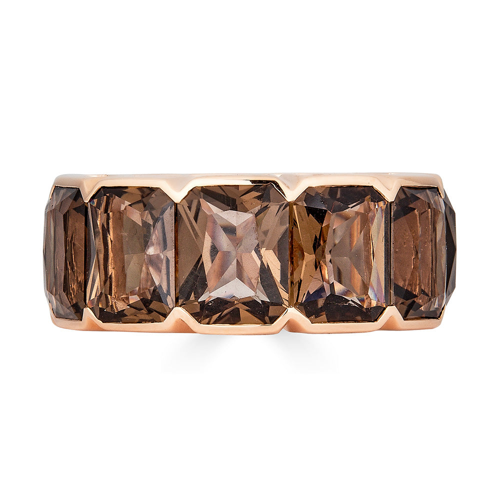 Rose Gold Pietra Emerald Cut Eternity Band - Smokey Quartz