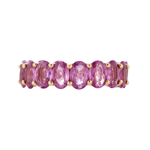 Rose Gold Eternity Oval Band - Pink Sapphire