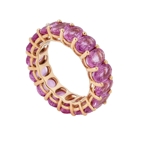 Rose Gold Eternity Oval Band - Pink Sapphire