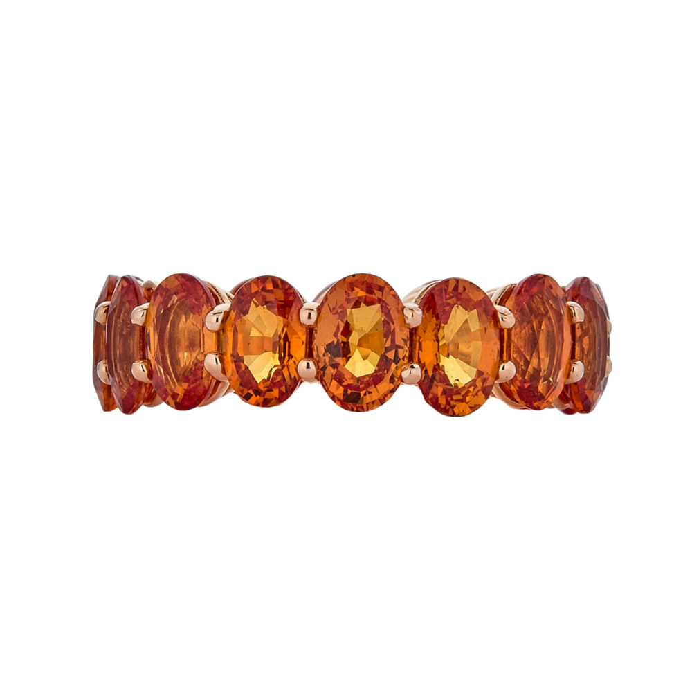 Rose Gold Eternity Oval Band - Orange Sapphire
