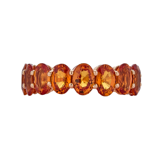 Rose Gold Eternity Oval Band - Orange Sapphire