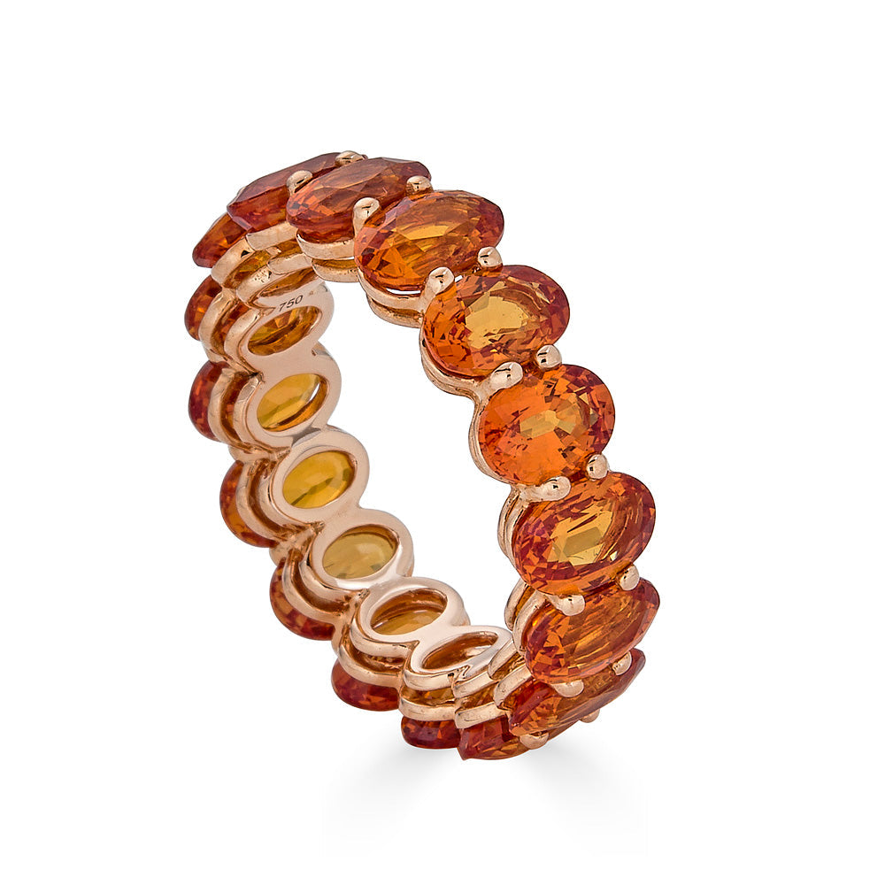 Rose Gold Eternity Oval Band - Orange Sapphire