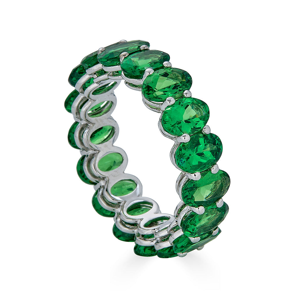 White Gold Eternity Oval Band - Tsavorite