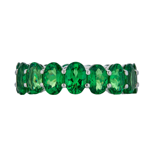 White Gold Eternity Oval Band - Tsavorite