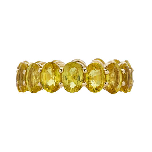 Yellow Gold Eternity Oval Band - Yellow Sapphire