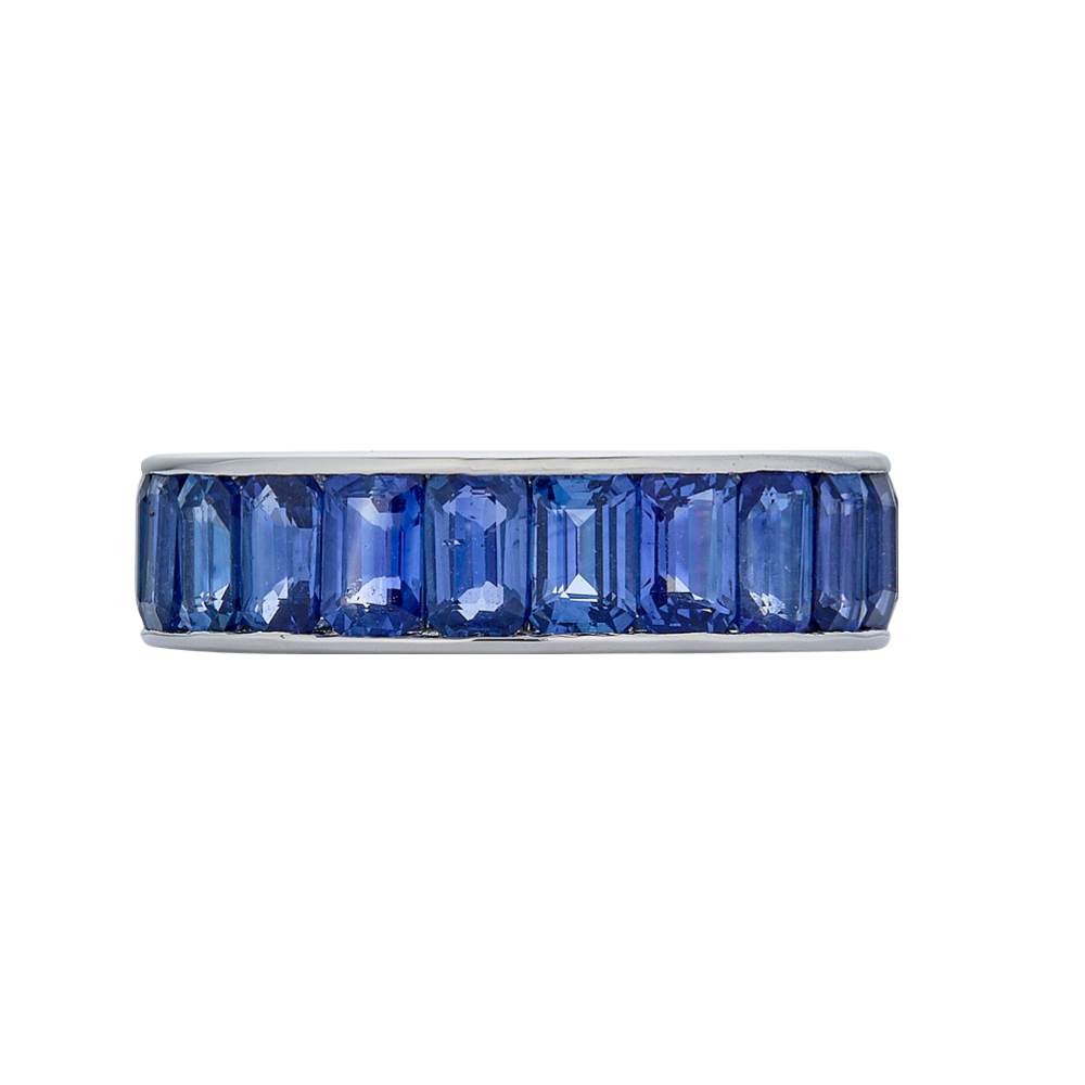 White Gold Eternity Channel Set Band - Blue Sapphire