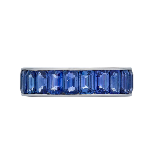 White Gold Eternity Channel Set Band - Blue Sapphire