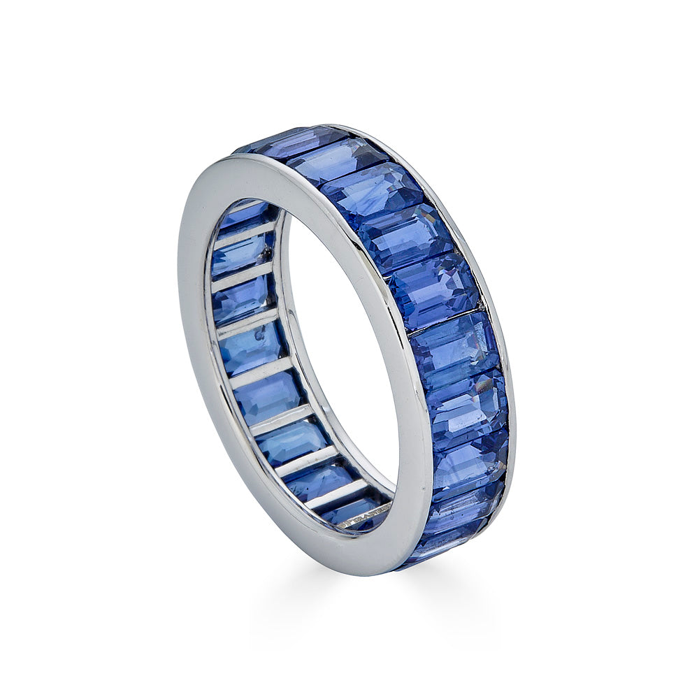 White Gold Eternity Channel Set Band - Blue Sapphire