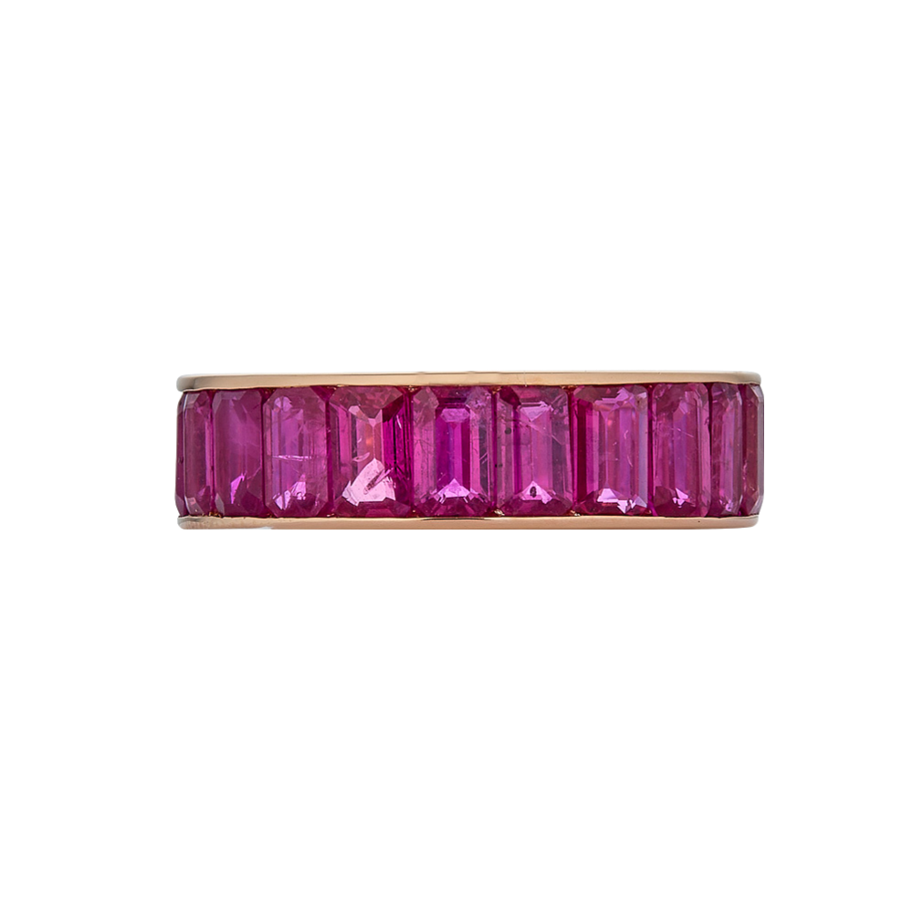 Rose Gold Eternity Channel Set Band - Pink Sapphire
