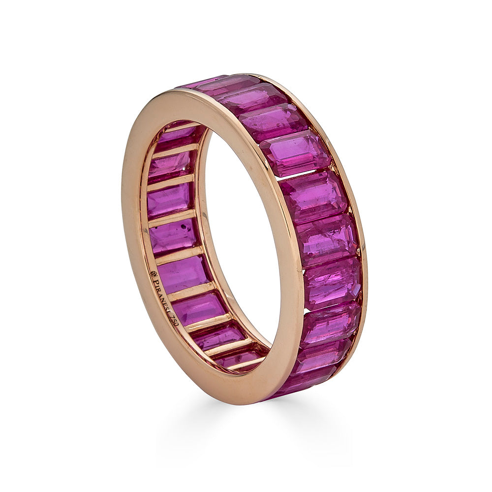 Rose Gold Eternity Channel Set Band - Pink Sapphire