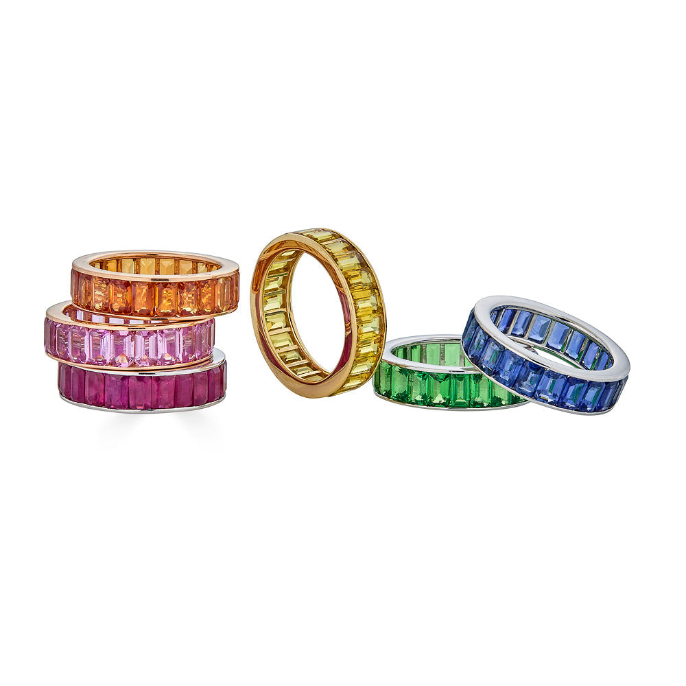 White Gold Eternity Channel Set Band - Tsavorite