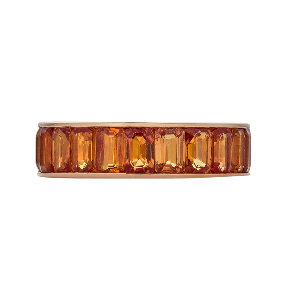 Rose Gold Eternity Channel Set Band - Orange Sapphire