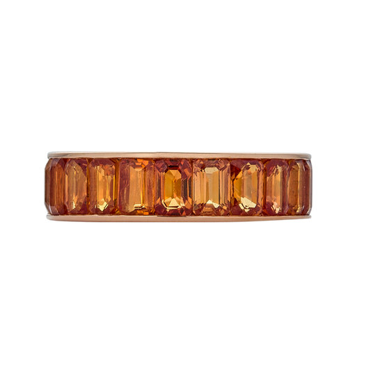 Rose Gold Eternity Channel Set Band - Orange Sapphire