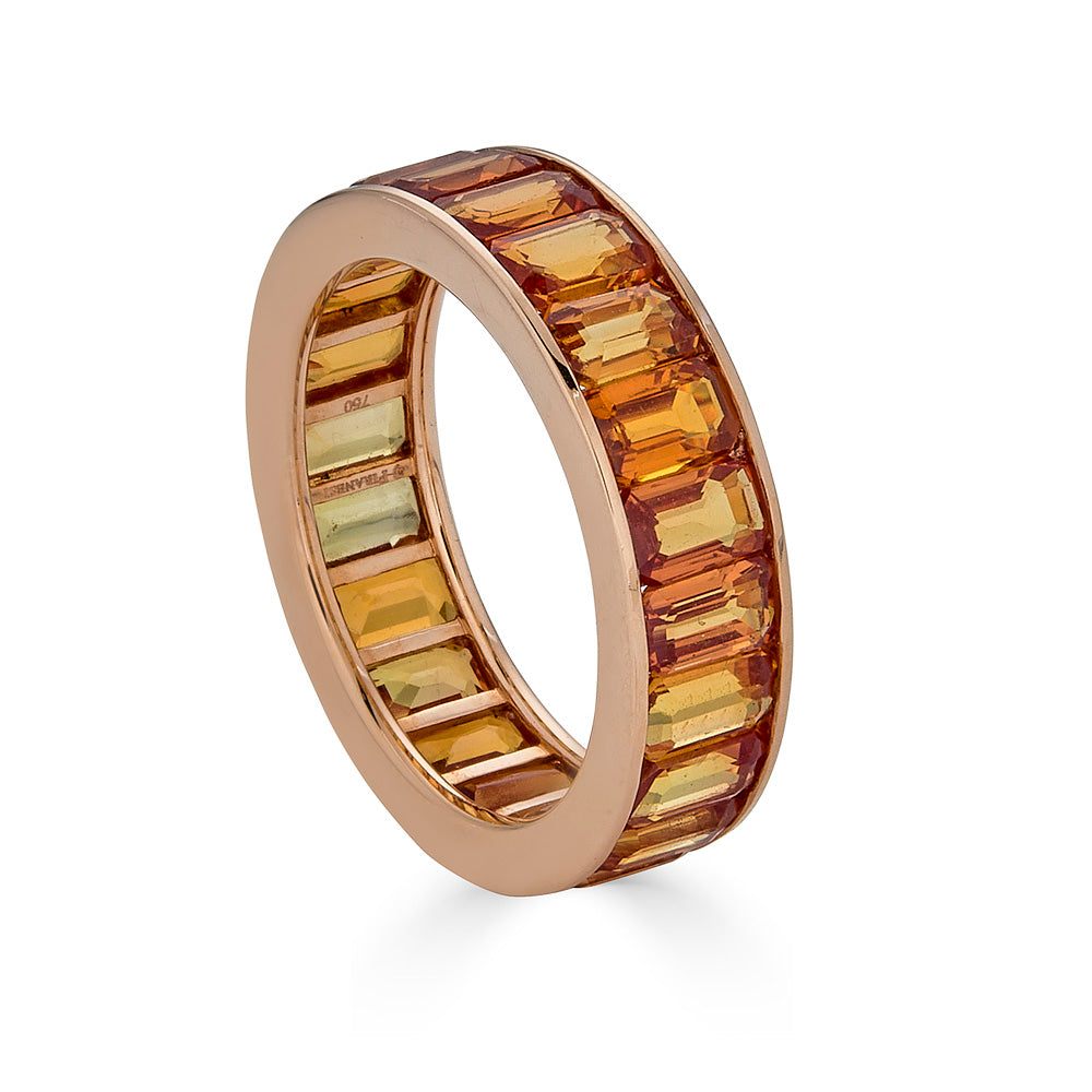 Rose Gold Eternity Channel Set Band - Orange Sapphire